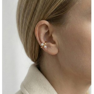 Cercel cuff cu doua perle